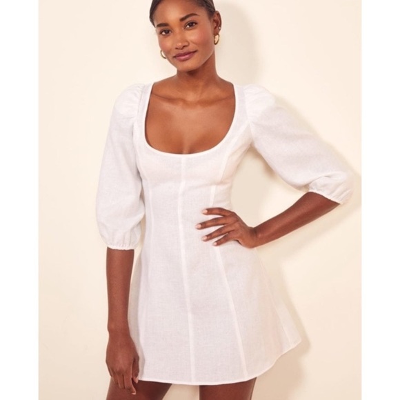 Reformation Maxine Linen Mini Dress White 8 - Picture 2 of 12
